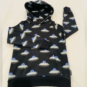 Snurk Amsterdam Kid’s (Unisex) Black Sweater Hoodie w/ UFO design (Pre-Loved)